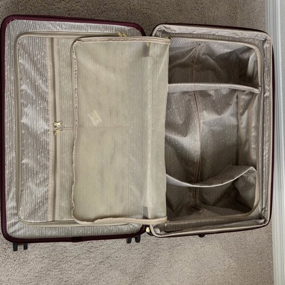 Samantha Brown 30" Trunk Style Case Spinner Luggage w/Tote BURGUNDY RED nwt - Picture 4 of 12